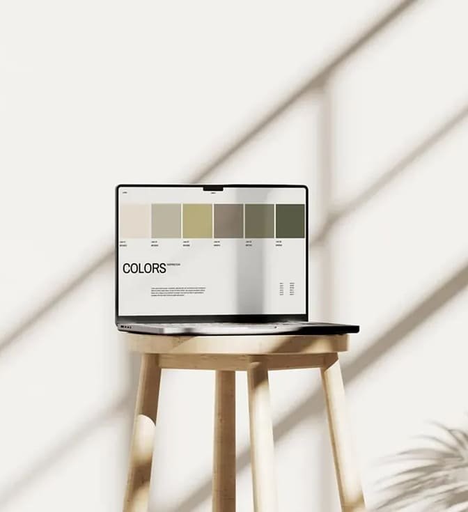 Laptop showing a website colour palette